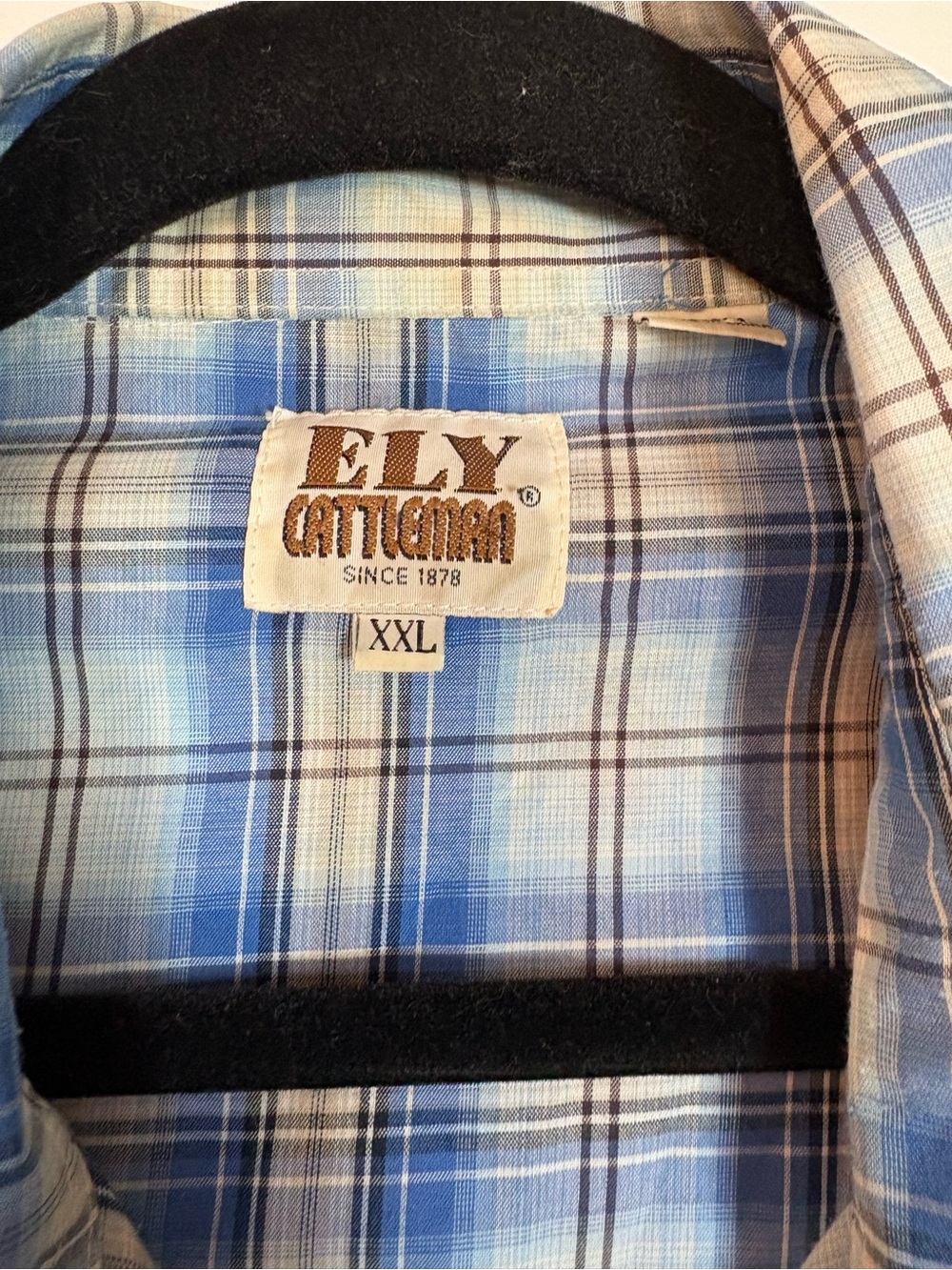 Ely Cattleman Light Blue Plaid Pearl Snap Button-Down Shirt